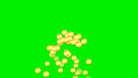 Gold coins falling animation loop on green screen background Stock Footage 335395955