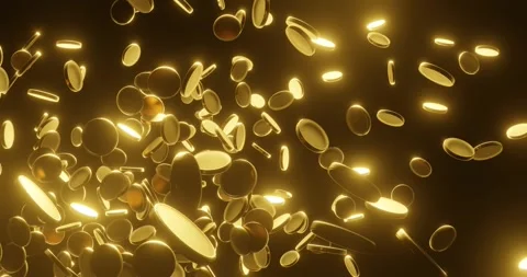 Gold coins falling on black background 3D render Stock Footage 339059975