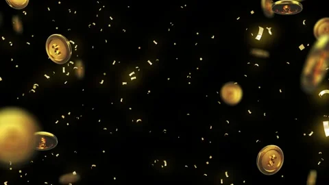 Gold coins falling on a black background. Wealth and financial growth concept 스톡 동영상 340607145