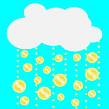 Gold coins falling from the clouds Stock Illustration