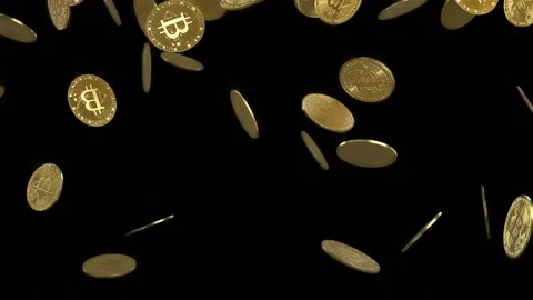 The gold coins falling down. 3D animation. Stock-Footage 147977785