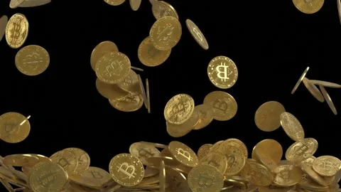 The gold coins falling down. 3D animation. Stock-Footage 147977878