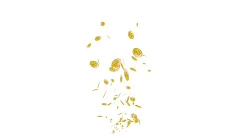 Gold Coins Falling Down animation on solid background. 库存影片 335986339