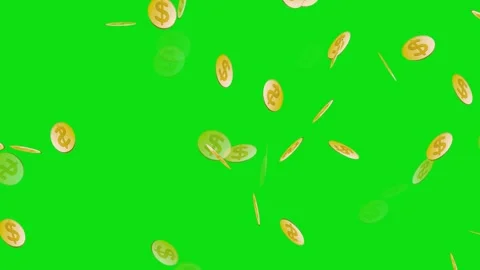 Gold Coins Falling Down animation on solid background. Stock-Footage 335986352