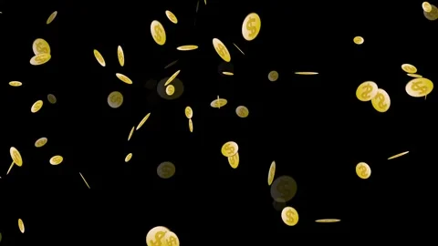 Gold Coins Falling Down animation on solid background. Stock-Footage 335986359