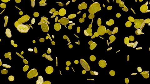 Gold Coins Falling Down animation on solid background. Stock-Footage 335986381