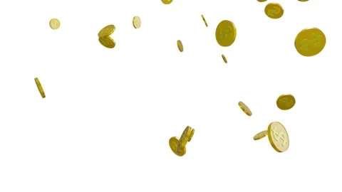 Gold Coins Falling Down animation on solid background. Stock-Footage 335986401