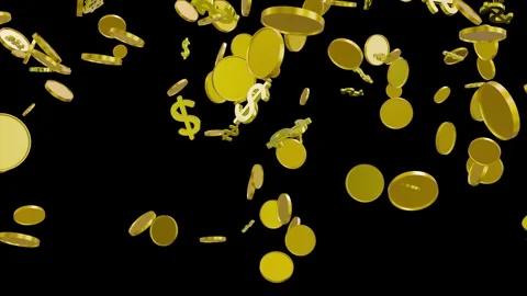 Gold Coins Falling Down animation on solid background. Stock-Footage 335986433