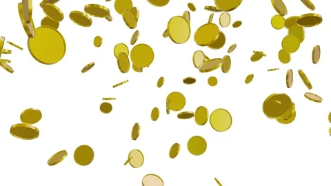 Gold Coins Falling Down animation on solid background. Stock-Footage 335986453