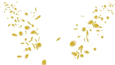 Gold Coins Falling Down animation on solid background. Stock-Footage 335986462