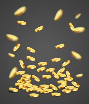 Gold coins falling down Stock Illustration