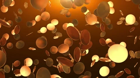 Gold coins falling Stock Footage 54924288