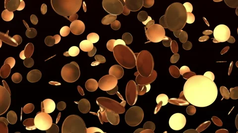 Gold coins falling Stock Footage 54924316