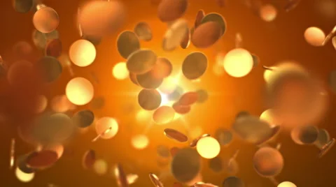Gold coins falling Stock Footage 54924323