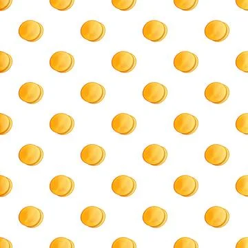 Gold coins falling seamless pattern on white background Stock Illustration