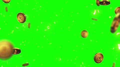Gold coins falling in slow motion. Wealth and financial success concept with Stock Footage 340607122