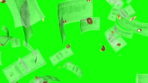 Gold coins falling in slow motion. Shiny currency dropping against a dark Stock Footage 340607181
