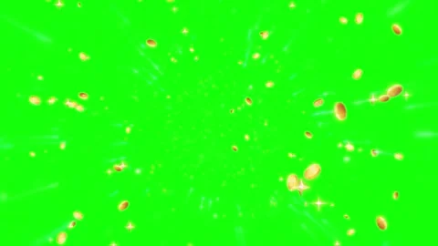 Gold coins falling in a spiral vortex isolated on a green screen background Stock Footage 344918732