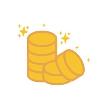 Gold coins flat icon isometric. illustrating wealth,  Banknotes, coins, cash. Stock Illustration