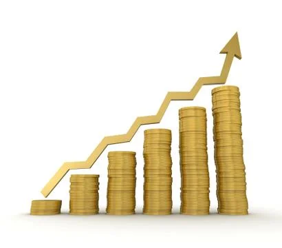 Gold coins graph concept  3d illustration Stock Illustration