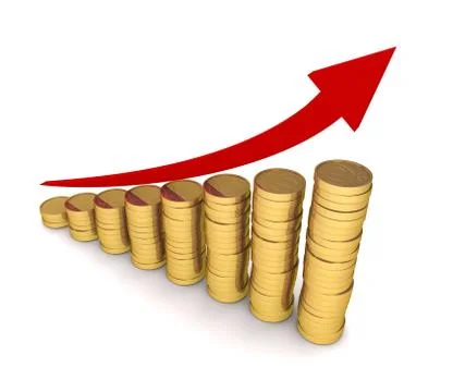 Gold coins graph concept  3d illustration Stock Illustration