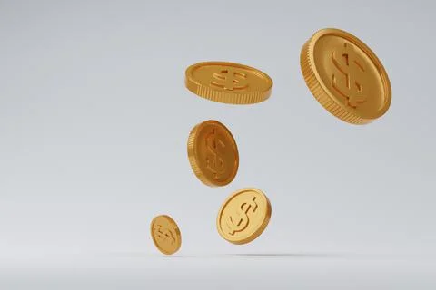 Gold coins on isolate white background,digital wallet. Shopping mobile app,co Illustrazione stock