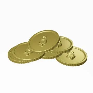 Gold coins, isolated image. 3D rendering Stock Illustration