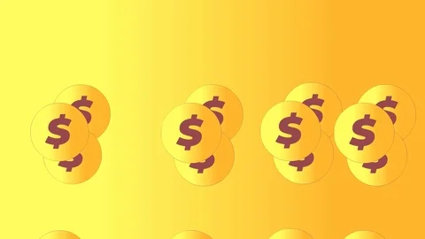 Gold coins move up and down irregularly Stock Footage 123750569