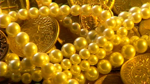 Gold coins, pirates treasure Stock Footage