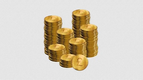 Gold Coins Pounds Stack Stock Footage 328593971