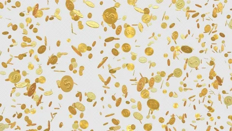 Gold coins rain - 3d render looped with alpha channel. Stock Footage 167536901