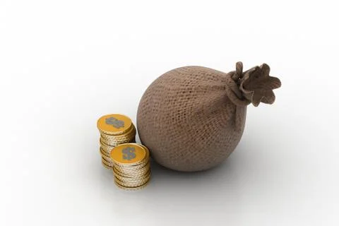 Gold coins in a sack Stock Illustration