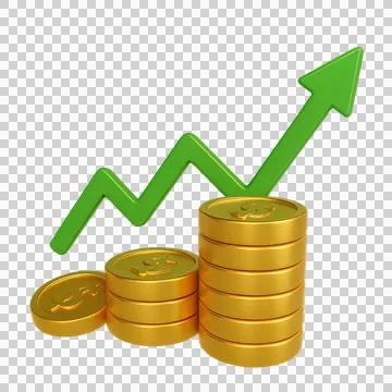 Gold coins stack 3D illustration financial growth investment Stock Illustration