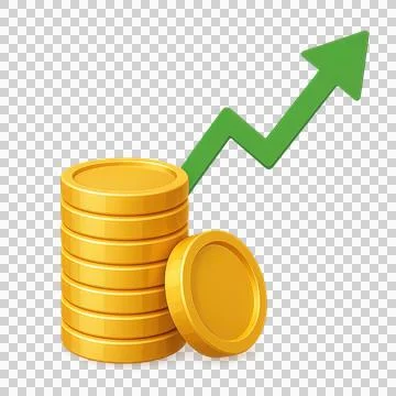 Gold coins stack 3D illustration financial growth profit Stock Illustration