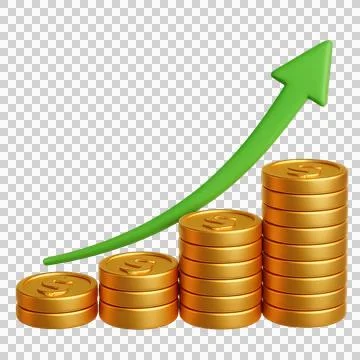 Gold coins stack 3D illustration business profit growth イラスト素材