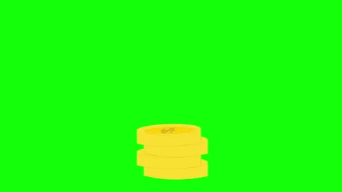 Gold Coins Stack Animation on Green Screen Vídeos de archivo 334361655