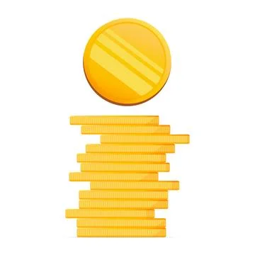 Gold coins stack. Blank flat money coins isolated on white background Stock Illustration