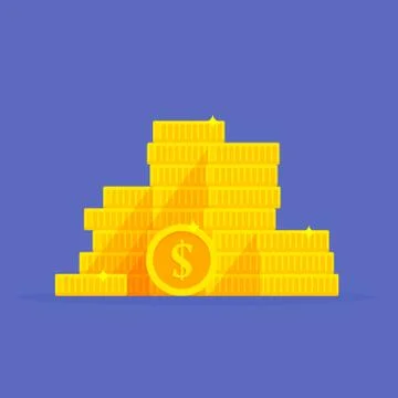 Gold coins stack dollar symbol. Money pile cartoon vector illustration 库存插图