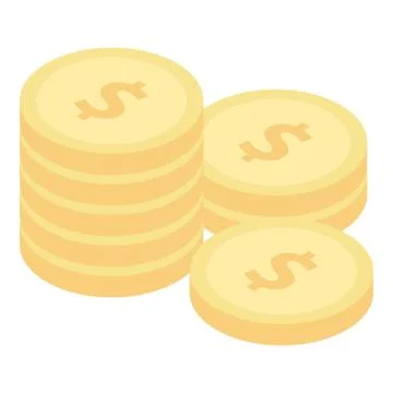 Gold coins stack icon, isometric style Illustrazione stock