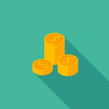 Gold coins stack icon vector isometric. Illustrazione stock