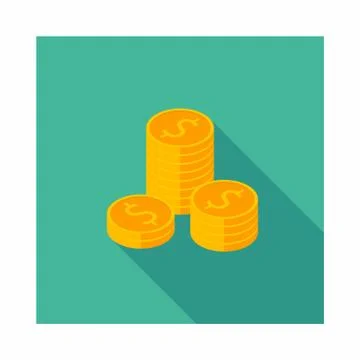 Gold coins stack icon vector isometric. Illustrazione stock
