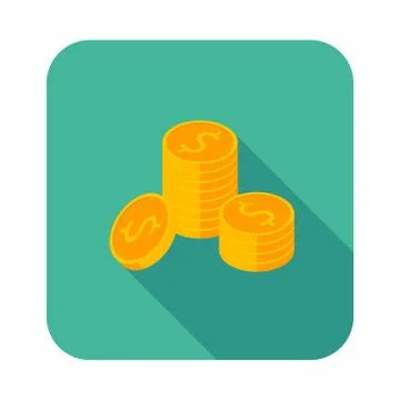 Gold coins stack icon vector isometric. Stock Illustration