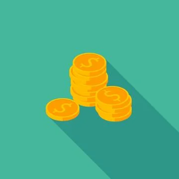 Gold coins stack icon vector isometric. Stock Illustration
