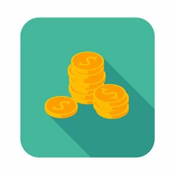 Gold coins stack icon vector isometric. Illustrazione stock