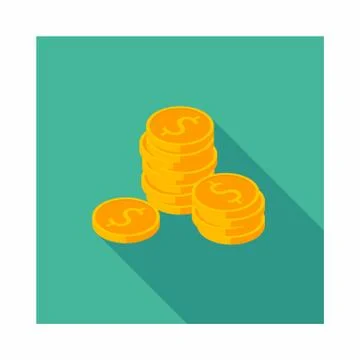 Gold coins stack icon vector isometric. Stock Illustration