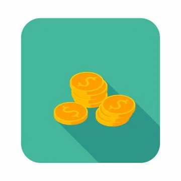Gold coins stack icon vector isometric. Stock Illustration