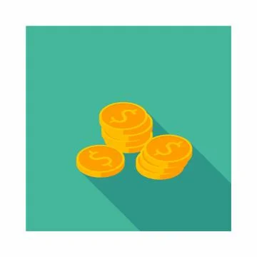 Gold coins stack icon vector isometric. Stock Illustration