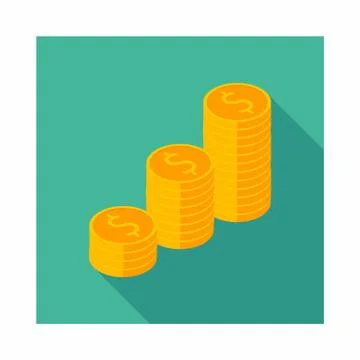 Gold coins stack icon vector isometric. Stock Illustration