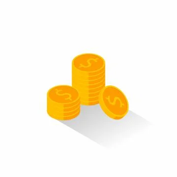 Gold coins stack Shadow icon vector isometric. Stock Illustration