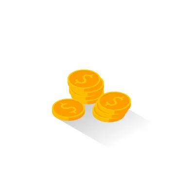 Gold coins stack Shadow icon vector isometric. Stock Illustration
